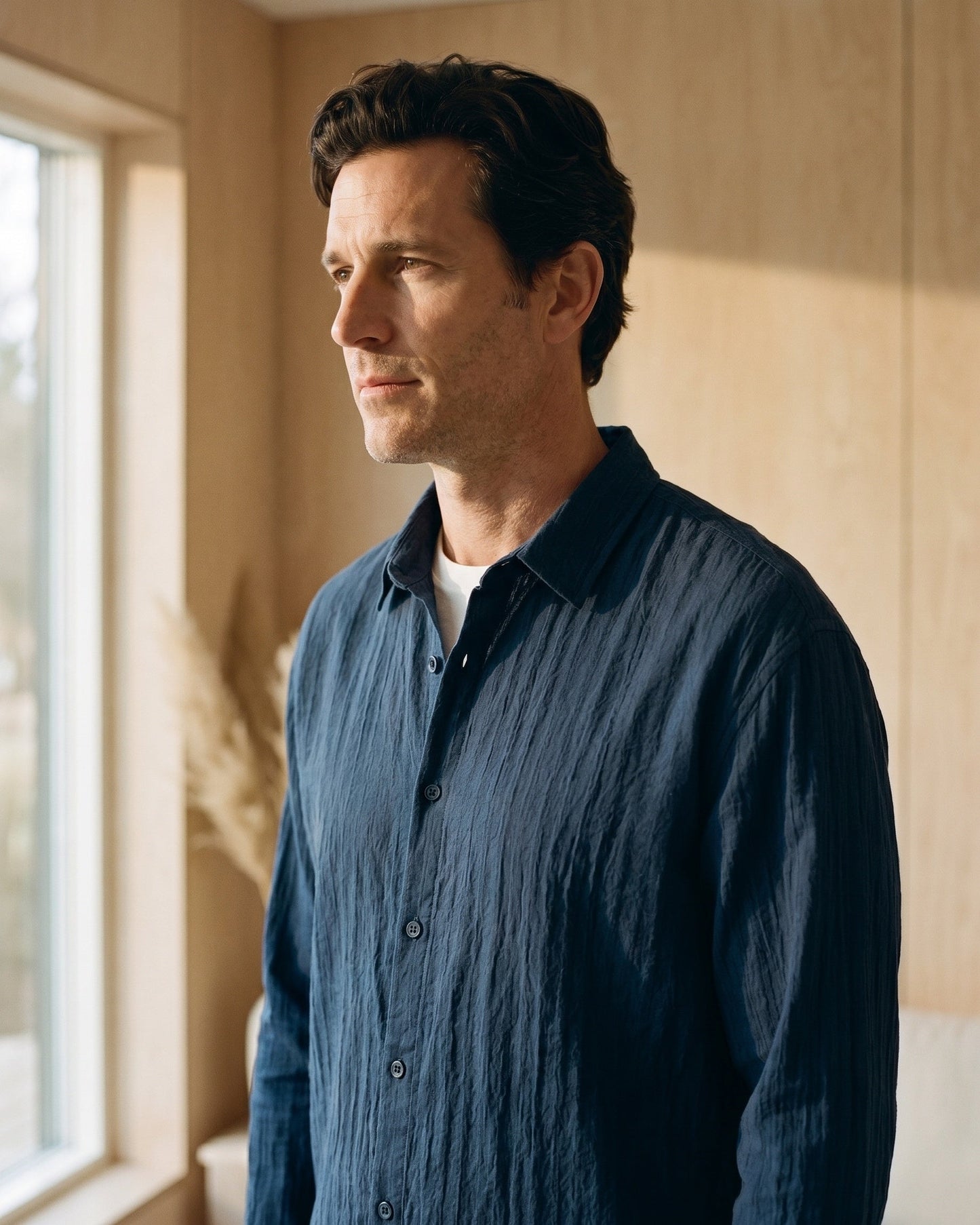Valentino Cotton-Rayon Crinkle Shirt