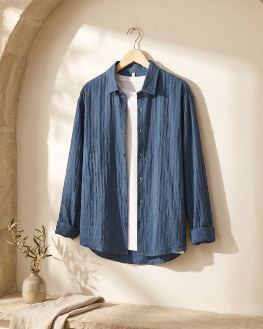 Valentino Cotton-Rayon Crinkle Shirt