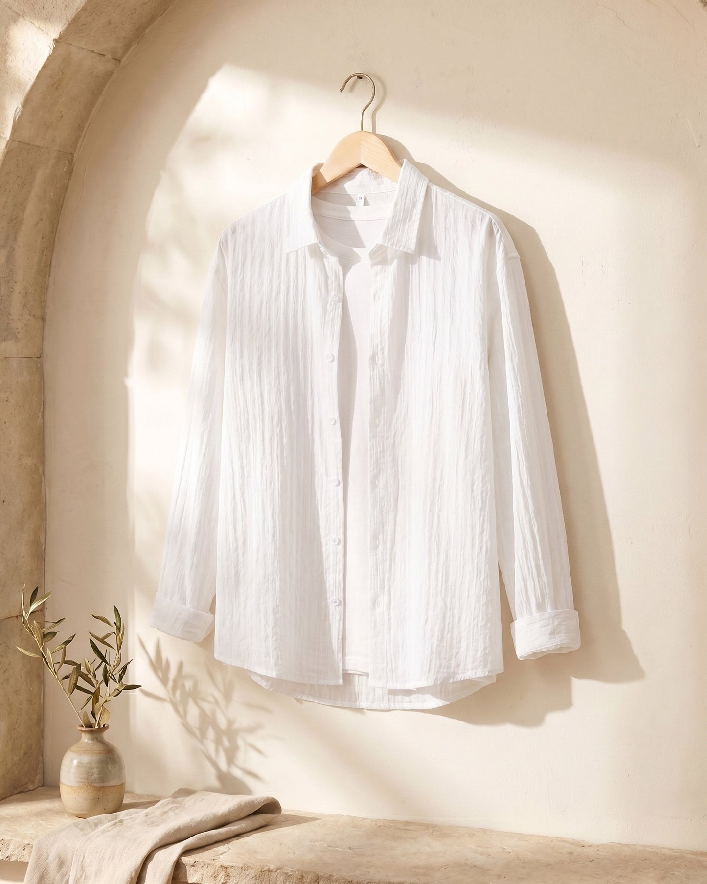 Valentino Cotton-Rayon Crinkle Shirt